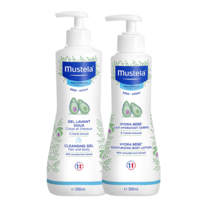 妙思樂（Mustela）兒童洗護套裝（洗發(fā)水沐浴露二合一500ml+身體乳300ml ）法國進口