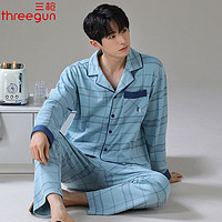 THREEGUN 三槍 男士純棉長(zhǎng)袖家居服套裝