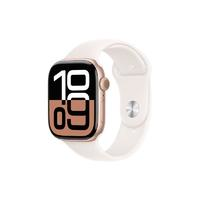 Apple 蘋果 Watch Series 10 智能手表 GPS款 46mm 玫瑰金色 淡桃粉色橡膠表帶 S/M