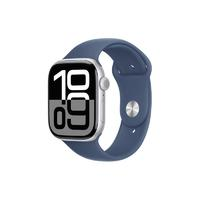 Apple 蘋果 Watch Series 10 智能手表 GPS款 46mm 銀色 丹寧色橡膠表帶 M/L