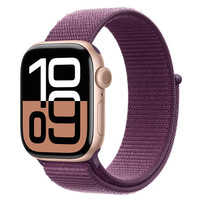 Apple 蘋果 Watch Series 10 GPS款 智能手表 42mm 玫瑰金色鋁金屬表殼 梅子色回環(huán)式運動表帶