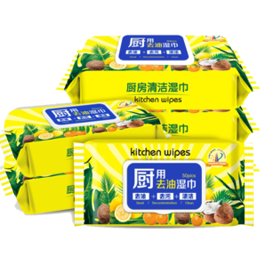 愛(ài)膚佳（aifujia）廚房濕巾去油污加厚加大廚房用紙油煙機(jī)濕紙巾一次性抹布大包裝 愛(ài)膚佳50片 3包