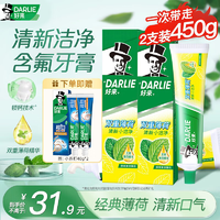 好來（DARLIE）好來雙重薄荷牙膏225g黑人牙膏 經(jīng)典薄荷清新口氣大容量家庭實惠 225g 2支 【萬人首選】