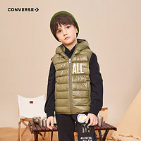 CONVERSE 匡威 兒童連帽羽絨馬甲 灰橄欖綠