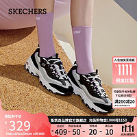 SKECHERS 斯凱奇 小冰熊女子老爹鞋厚底增高熊貓運動鞋896209 黑色/紫色 35