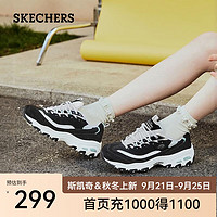 SKECHERS 斯凱奇 女鞋夏季舒適透氣老爹鞋增高厚底百搭休閑熊貓鞋11959 黑色/白色/BKW