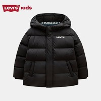 Levi's 李維斯 兒童羽絨服冬款童裝保暖男童外套牛仔拼接羽絨假兩件上衣 正黑色 120/60(6)