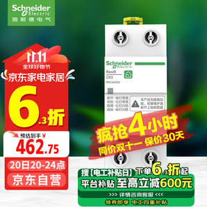 施耐德電氣 自恢復(fù)過欠壓保護(hù)器 2P 63A 兩極空氣開關(guān)1P+N  R9系列 R9C44263