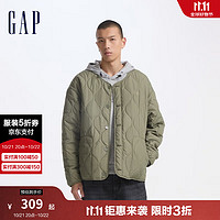 Gap 蓋璞 男裝 2024秋季新款印花logo波浪絎線外套輕薄簡(jiǎn)約風(fēng)棉服