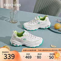 SKECHERS 斯凱奇 春夏女鞋小白熊老爹鞋厚底增高休閑鞋透氣運動鞋99999863-WGR WGR白色/綠色