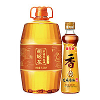 胡姬花 古法花生油6.08L+金龍魚芝麻油香油調(diào)味400ml