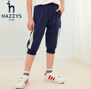 HAZZYS 哈吉斯 男童七分褲 藏藍(lán)