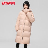 YAYA 鴨鴨羽絨服 羽絨服女長(zhǎng)款2024年冬季新款時(shí)尚休閑連帽加厚保暖外套XJ 粉色 160/84A(M)