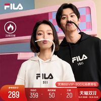 FILA斐樂(lè)情侶連帽加絨衛(wèi)衣男2024秋季新款寬松帽衫休閑運(yùn)動(dòng)女上衣