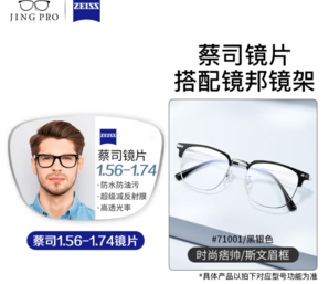 ZEISS 蔡司 1.60較薄非球面鏡片+純鈦鏡架多款可選（可升級FILA斐樂/SEIKO精工鏡架）