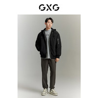 GXG 男裝 冬男士棉服百搭休閑連帽棉衣外套男 黑色 170/