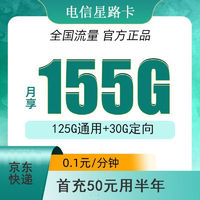 中國(guó)電信 星辰卡 2年19元月租（185G全國(guó)流量+支持5G+不限速）