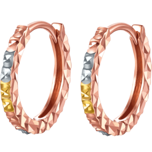 周六福18K金耳環(huán)女三色彩金耳環(huán)耳飾KI091470 一對 生日禮物