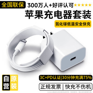 尊匠蘋果充電器充電線氮化鎵30W 20W快充線PD套裝適用iPhone14ProMax 15 13手機11充電頭x數(shù)據(jù)線12插頭 【蘋果6-14系列】快充頭+閃充線丨1米套裝