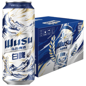 烏蘇啤酒（wusu）天山清爽白啤 精選阿克蘇小麥 500ml*12罐 整箱裝