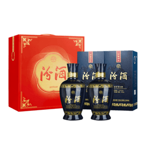 汾酒藍(lán)汾清香型白酒53度475ml*2瓶 (53度仿藍(lán)瓷) 節(jié)慶禮盒裝