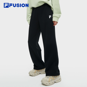 FILA FUSION斐樂(lè)潮牌針織情侶加絨長(zhǎng)褲2024秋新款寬松男女休閑褲