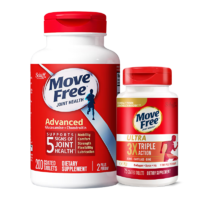 Move Free益節(jié)紅瓶 氨糖軟骨素鈣片 美國原裝進口維骨力 骨維力 成人中老年 【黃金搭檔】養(yǎng)護紅瓶+骨膠原白瓶