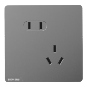 西門子(SIEMENS)開關插座面板 10A斜五孔插座 86型暗裝插座 皓彩深灰銀
