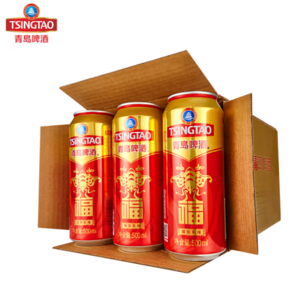 TSINGTAO 青島啤酒 福如東海10度壽宴紅罐裝 500mL 12罐 整箱裝 贈(zèng)福喜500*4聽(tīng) +禮袋*2