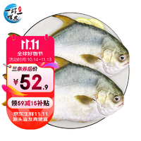 一蝦一世界 國產新鮮冷凍無冰衣白鯧魚/金鯧魚 清蒸香煎燒烤食材 新鮮捕撈 大號金鯧魚1.2kg【400g*3條】