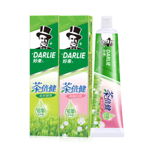 好來（DARLIE）黑人牙膏茶倍健龍井綠茶清新口氣防蛀黃牙垢煙漬含氟牙膏成人 茶倍健組合300g