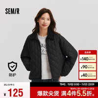 Semir 森馬 女燈芯絨翻領(lǐng)菱形格復(fù)古棉服 109724112007
