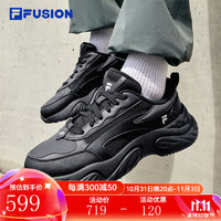 FILA 斐樂 FUSION斐樂潮牌CONCH DX機能潮鞋男2024冬新款海螺鞋跑步鞋 黑/萬壽菊橙-BZ 43