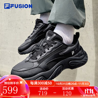 FILA 斐樂 FUSION斐樂潮牌CONCH DX機(jī)能潮鞋男2024冬新款海螺鞋跑步鞋 黑/萬壽菊橙-BZ 43