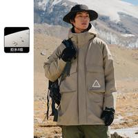 PEACEBIRD 太平鳥 男裝冬季中長款潮流工裝連帽風衣外套男式羽絨服