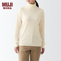 MUJI 無印良品 無印良品 MUJI 女式 頸部使用了棉可水洗高領(lǐng)毛衣BAG15A2A 長袖打底針織衫 米白色 M