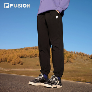 FILA FUSION斐樂(lè)潮牌針織情侶加絨長(zhǎng)褲2024秋新款寬松男女休閑褲