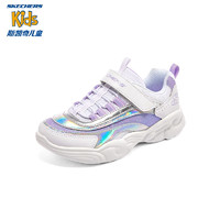 SKECHERS 斯凱奇 兒童運(yùn)動(dòng)鞋秋冬鐳射熊貓鞋輕便防滑大童男女跑步鞋302576L 白色/薰衣草色/WLV/鐳射