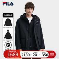 FILA 斐樂 斐護科技|斐樂官方兩件套外套男2024冬新款戶外防水防污防風夾克 正黑色-BK 180/100A/