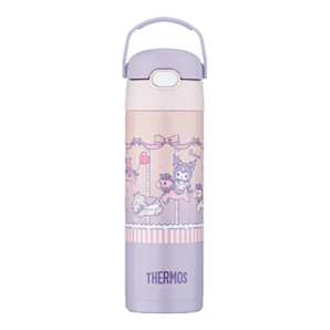 膳魔師（THERMOS）兒童保溫吸管直飲杯庫洛米316不銹鋼男女學生開學必備水壺500ml粉