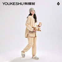 YOUKESHU 有棵樹 女士珊瑚絨家居服保暖套裝 駝色