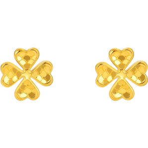 周六福四葉草足金耳飾黃金耳釘女生日禮物計價A0910844 約1.93g 一對 