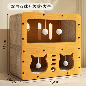 喵麗絲貓抓板板耐磨不掉屑貓咪貓爪板貓屋貓窩一體貓房子紙箱屋四季通用 【沖量款-三層】（多貓無(wú)憂）