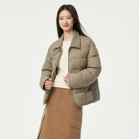 TANBOER 坦博爾 羽絨服女輕薄短款襯衫領(lǐng)羽絨外套 TBF330226D 青木棕 155/80A