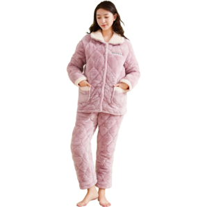 南極人女士睡衣女冬季加絨加厚三層夾棉長(zhǎng)袖可外穿保暖家居服香芋紫M