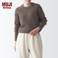 MUJI 無印良品 女式含牦牛絨駱駝絨圓領(lǐng)毛衣長(zhǎng)袖針織衫秋冬季紅色龍年本命年 深咖啡棕色