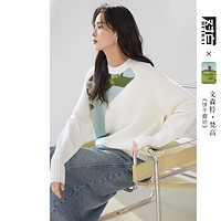 DUIBAI 對(duì)白 2024年春裝撞色提花針織衫女式毛衣外套