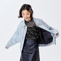 Semir 森馬 時尚外套女短款國潮盤扣oversize冬復古外套牛仔棉服女