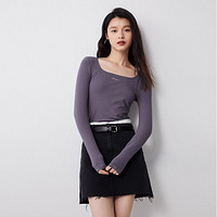 VERO MODA 純色方領(lǐng)修身顯瘦打底長袖休閑百搭T恤女