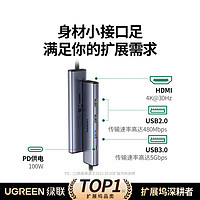 UGREEN 綠聯(lián) Type-C擴展塢轉(zhuǎn)HDMI拓展塢USB3.0分線器轉(zhuǎn)換器適用雷電4筆記本   HDMI+USB*3+PD